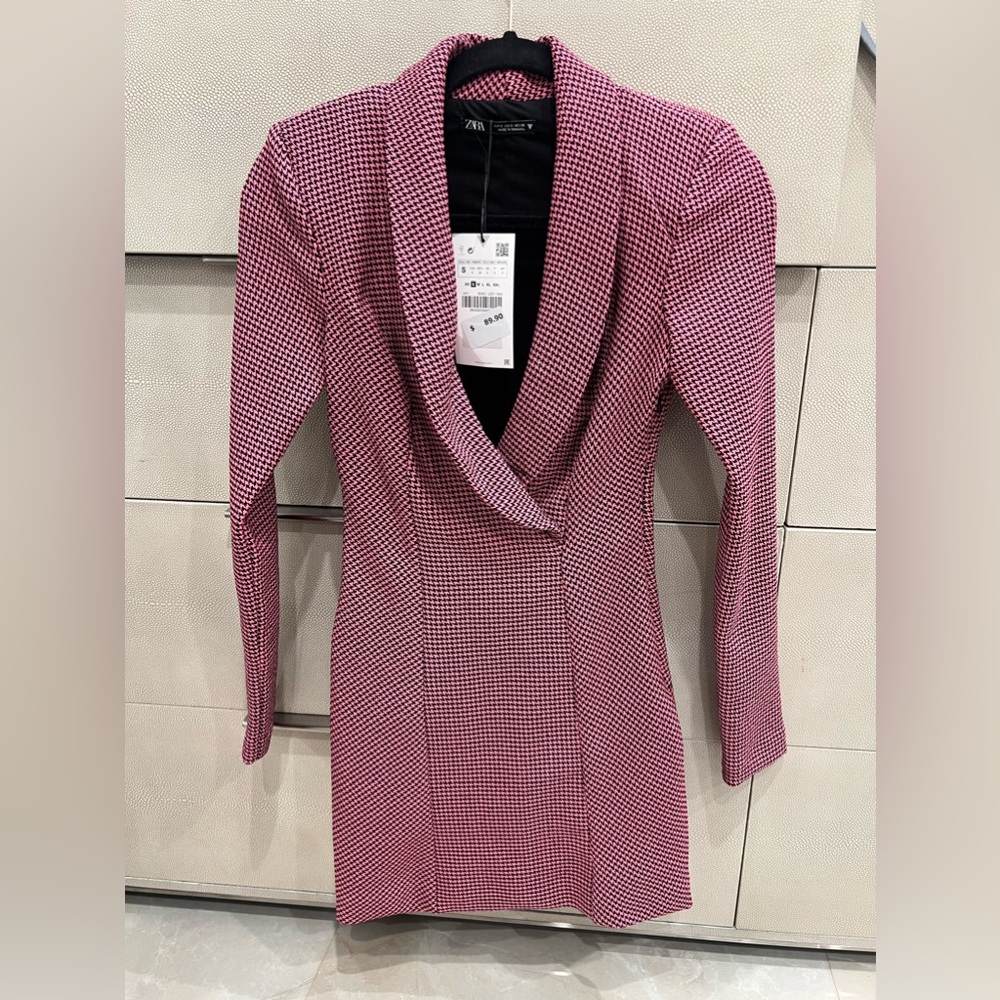 Zara pink tweed dress size small brand new with tags